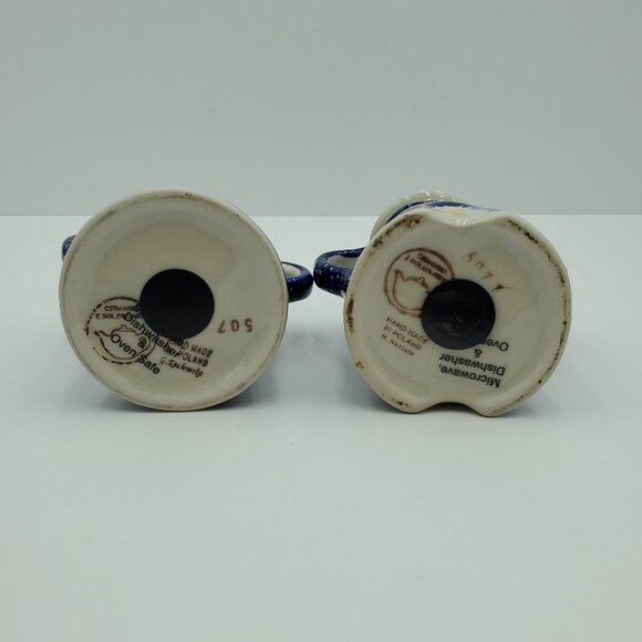 Polish Pottery Man & Woman Salt & Pepper Shakers Figural Daisy Floral Shakers - Picture 4 of 10